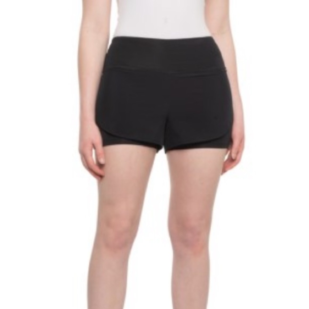 NEW Spyder Active Perforated Stretch-Woven Shorts Built In Liner Black Size: L